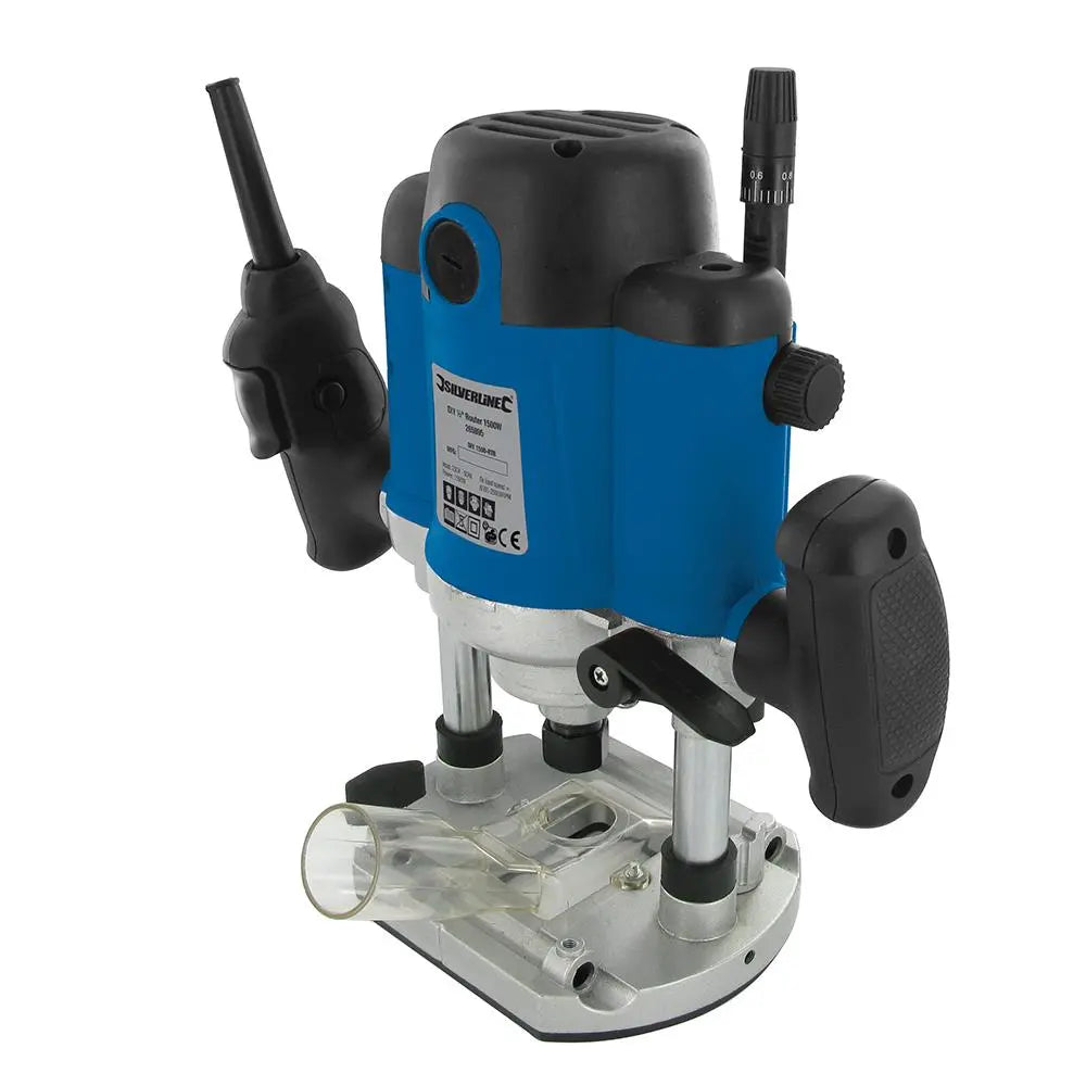 Silverline 1500W Plunge Router 1/2" 264895  White Rose Tools
