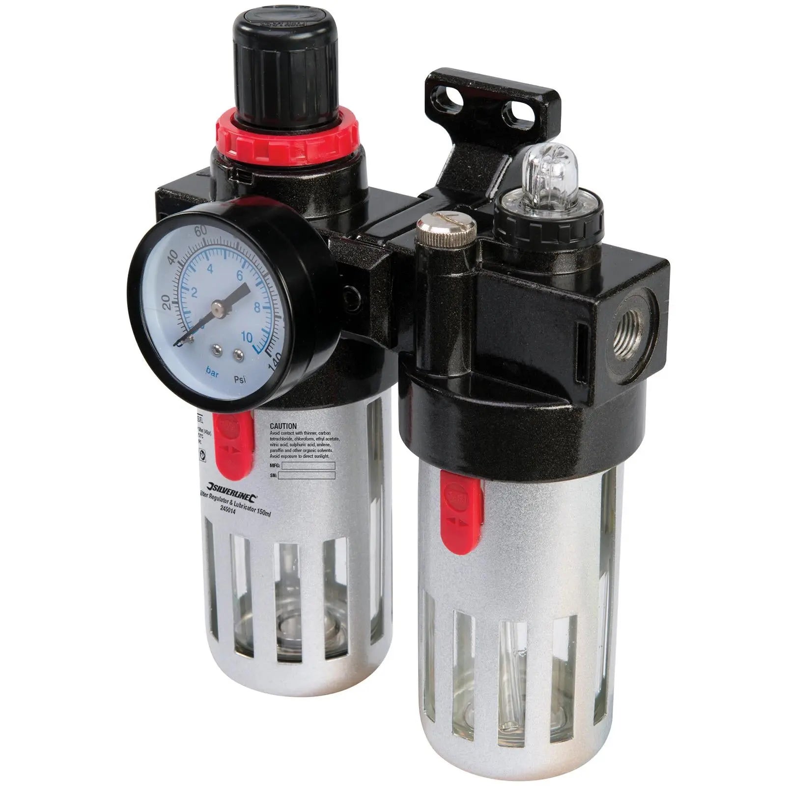 Silverline 150ml Air Filter Regulator & Lubricator Compressor Tool