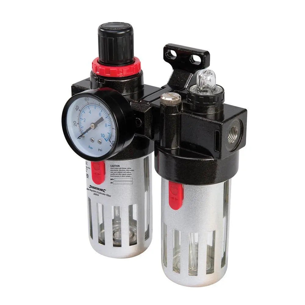 Silverline 150ml Air Filter Regulator & Lubricator Compressor Tool