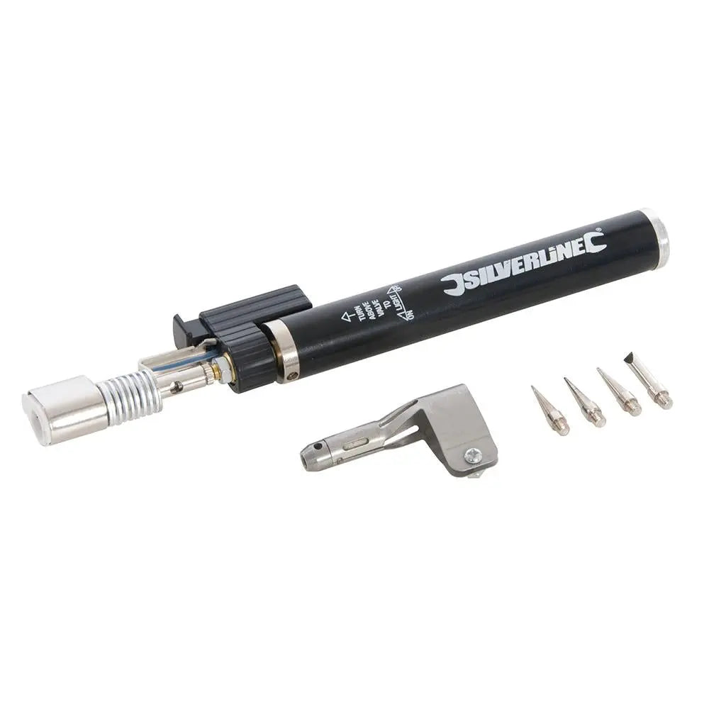 Silverline 195mm Gas Soldering Iron Pen Heat Control Lighter Fuel