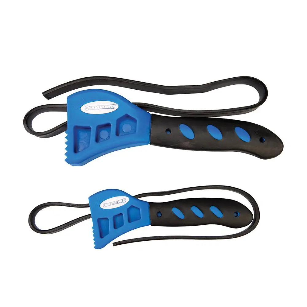 Silverline 2 Piece Rubber Strap Wrenches 500 + 600mm Multi-Purpose Garage