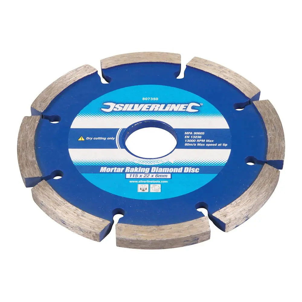 Silverline 2 Piece Segmented Mortar Rake Diamond Blade Cutting Angle Grinder