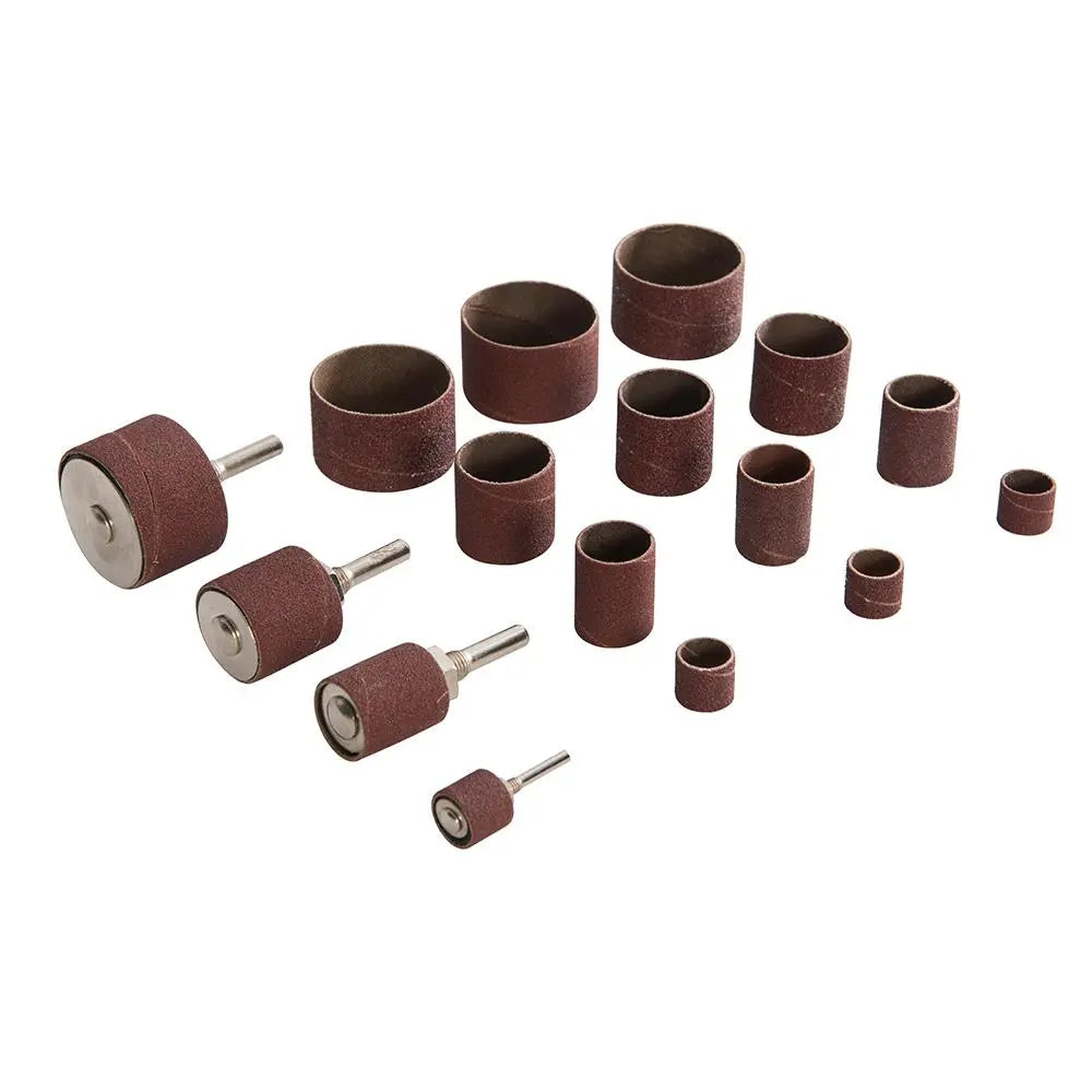 Silverline 20 Piece Drum Sanding Kit Sander Sleeves Sheets Rubber Bands Power Drill