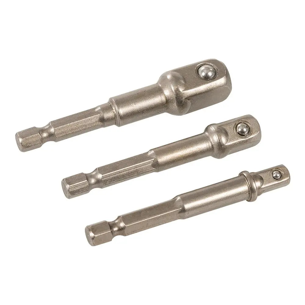 Silverline 3 Piece Hex Socket Driver Set Shank 1/4", 3/8" & 1/2" Drill Adaptor Converter