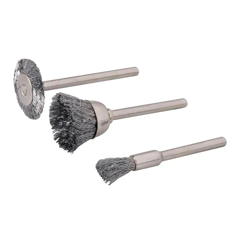 Silverline 3 Piece Steel Brush Set 5, 15 & 19mm Rotary Cleaning Wire