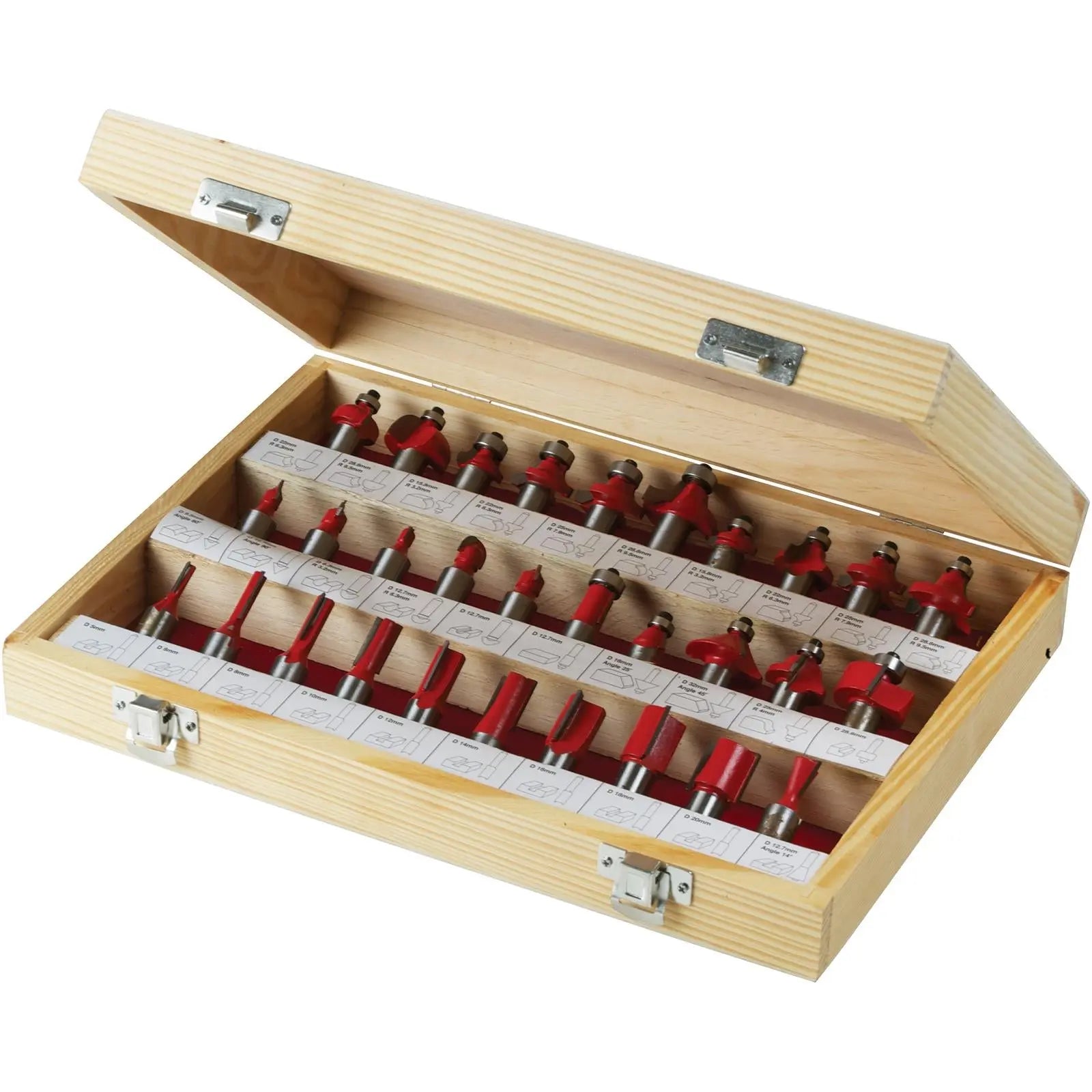 Silverline 30 Piece 1/2" TCT Router Bit Set Kitchen Flush Trim Straight Cove Cutter