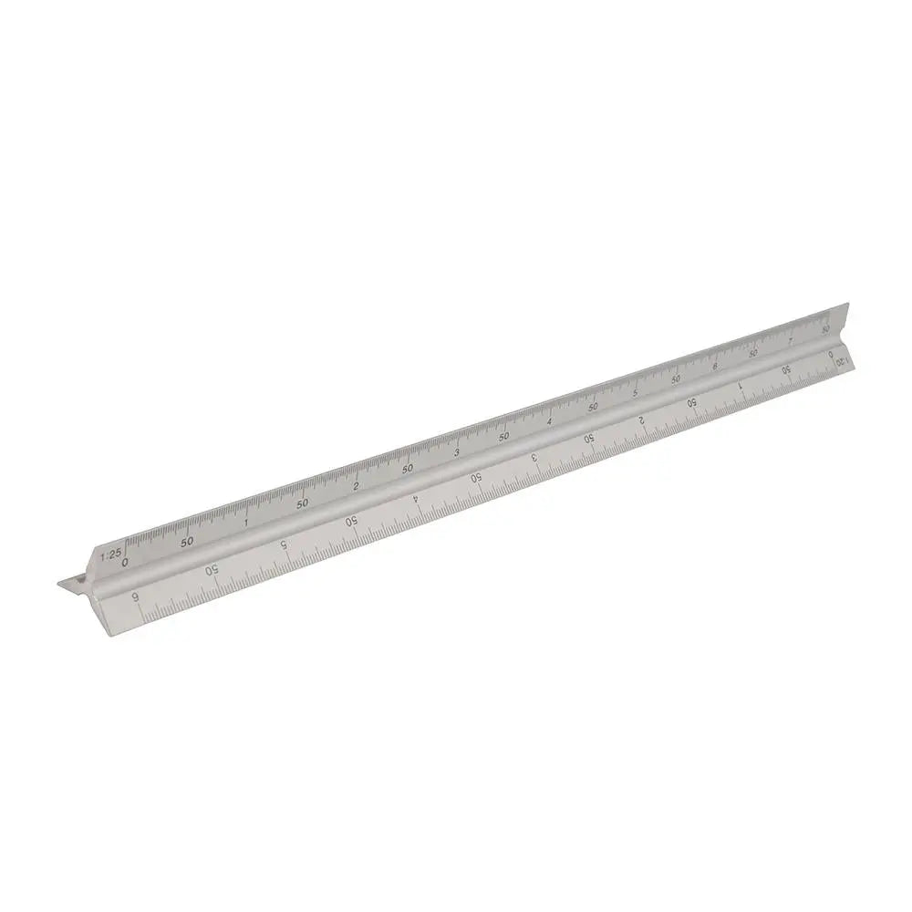 Silverline 300mm Aluminium Scale Tri Rule Metric Measuring Triangular Ruler