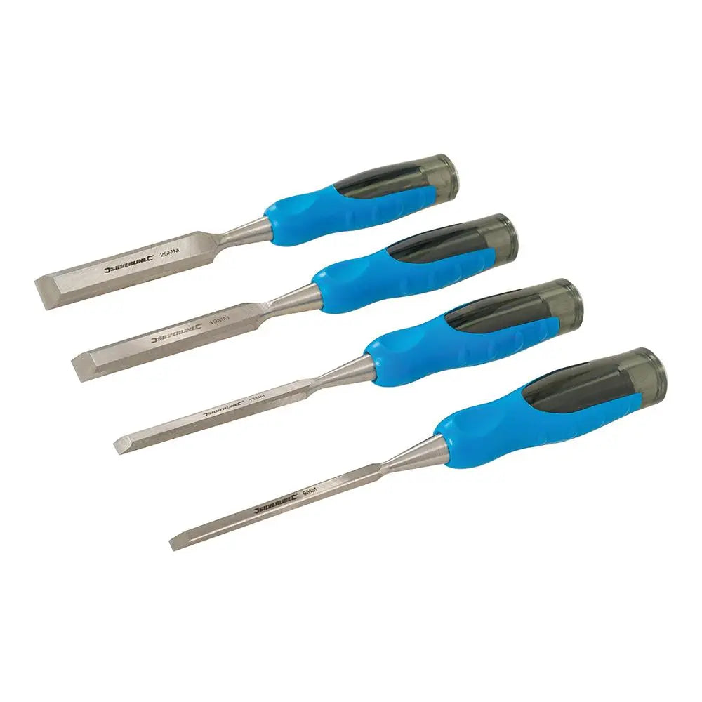 Silverline 4 Piece Expert Wood Chisel Set 6-25mm Carpentry Hammer Joinery