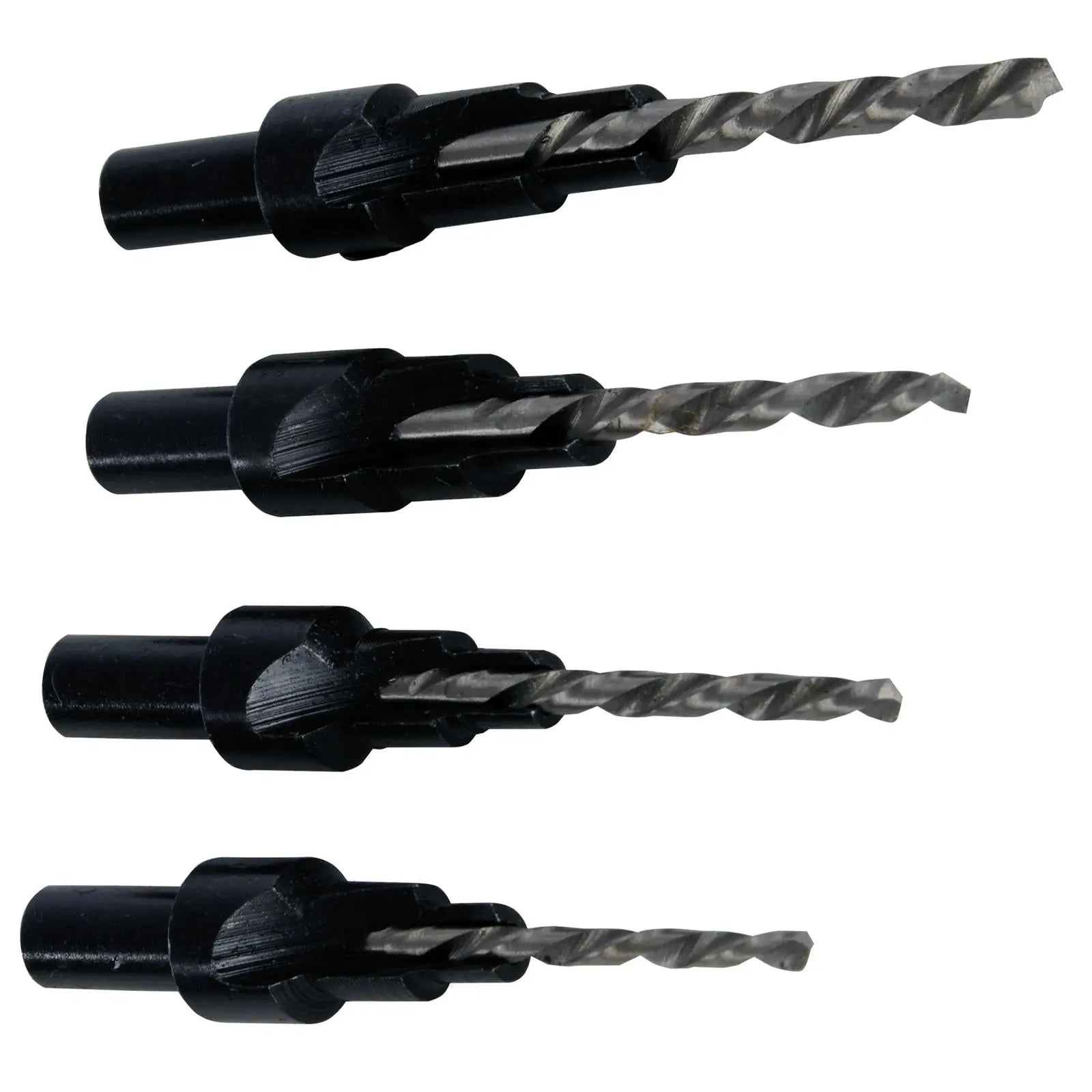 Silverline 4 Piece Screw Sink Set Pilot Clearance Countersink HSS Hole Digger