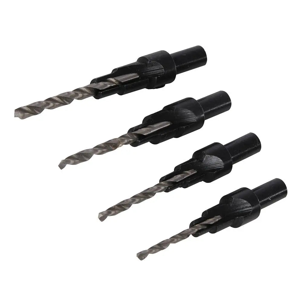 Silverline 4 Piece Screw Sink Set Pilot Clearance Countersink HSS Hole Digger