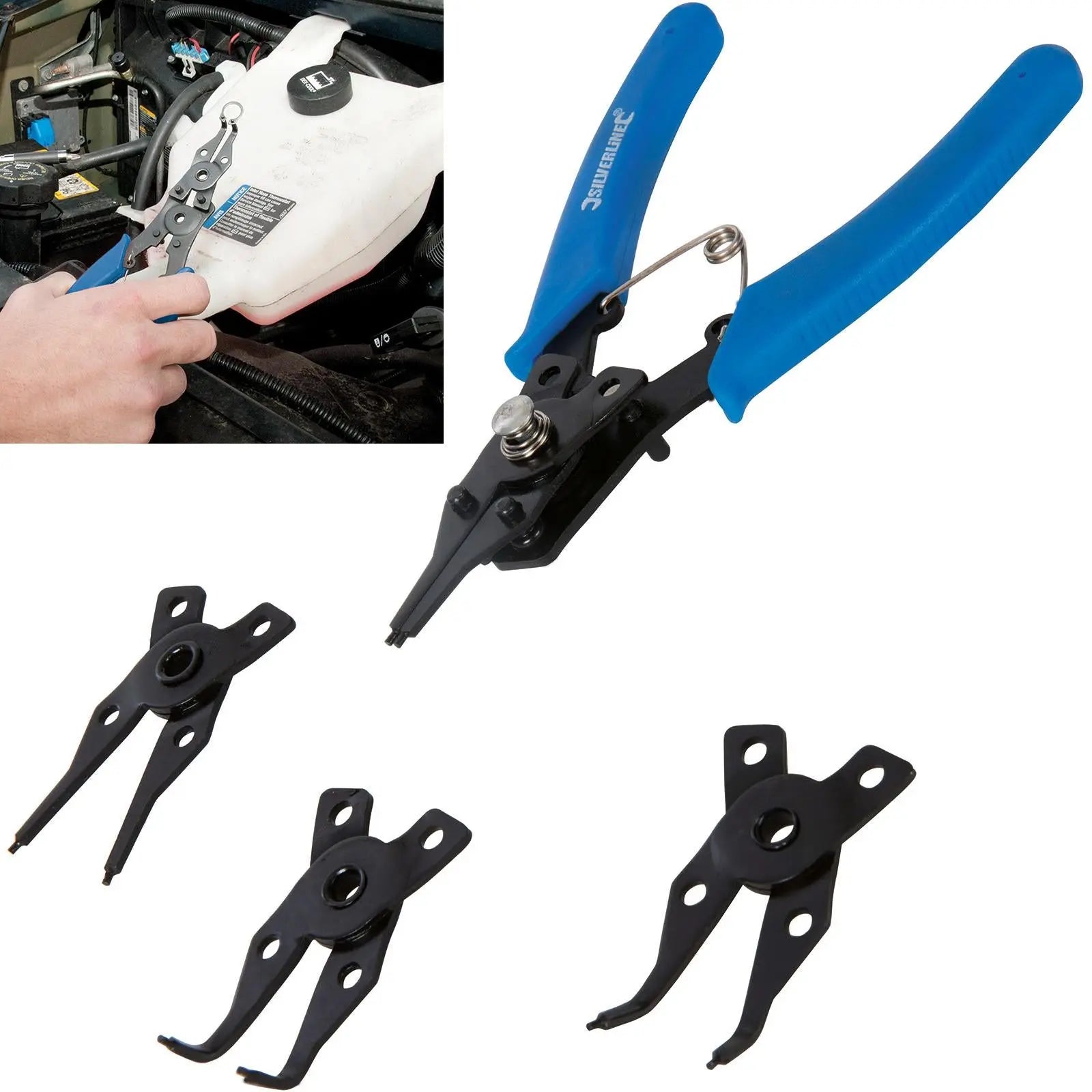 Silverline 5 Piece Circlip Pliers Set 160mm External Internal Straight Jaws Combi