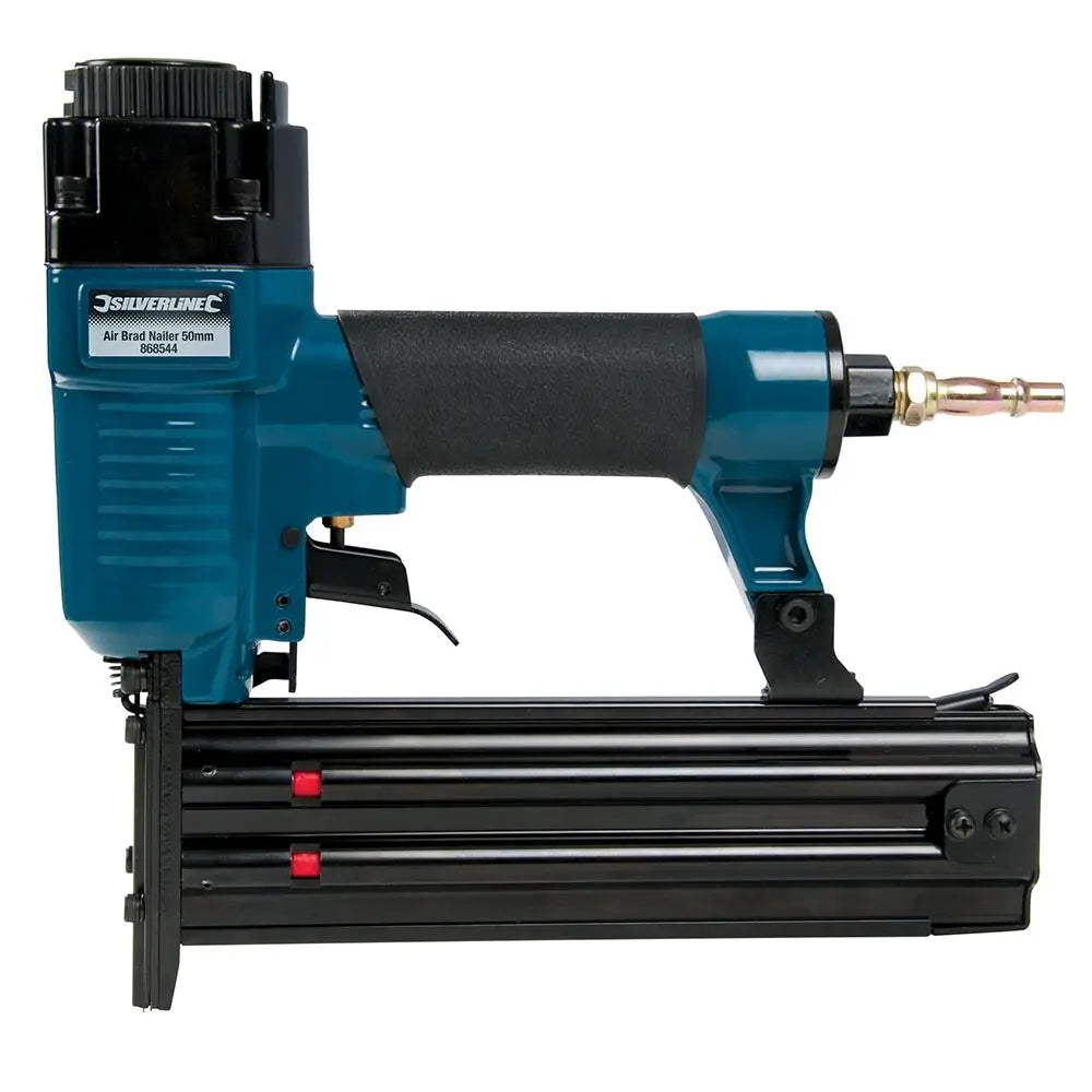 Silverline 50mm Air Brad Nailer 18 Gauge Flooring Woodwork Nail Gun Tool 1/4