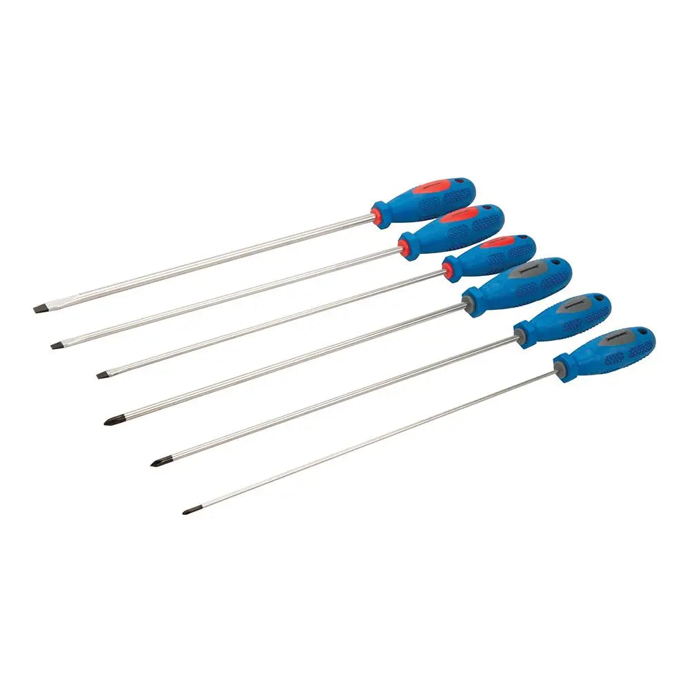 Silverline 6 Piece Extra-Long Screwdriver Set Slotted Phillips Magnetic Tips
