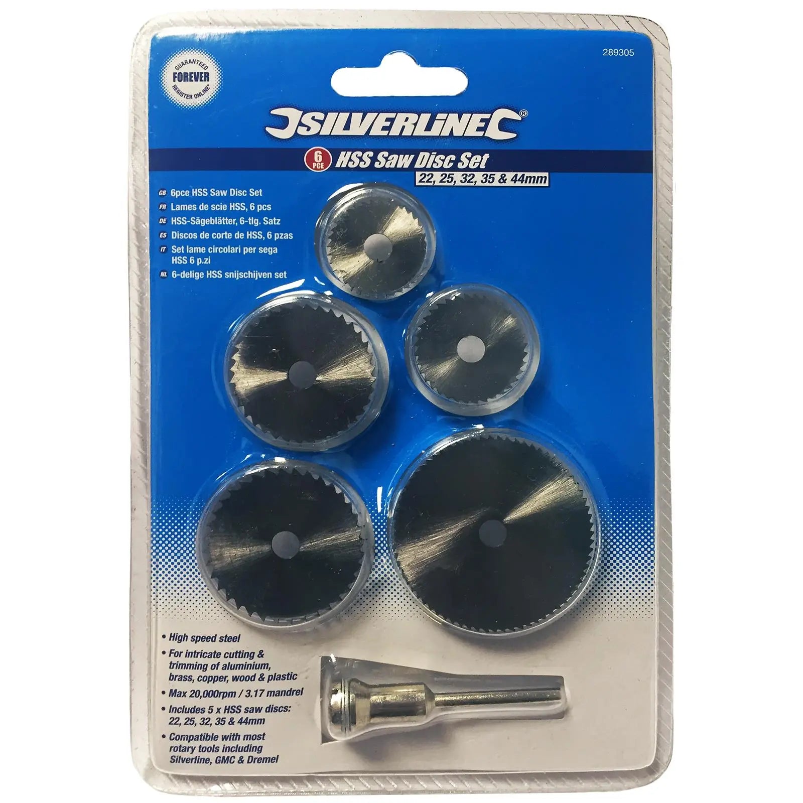 Silverline 6 Piece HSS Saw Disc Set Brass Copper Wood Plastic Rotary Cutting Kit