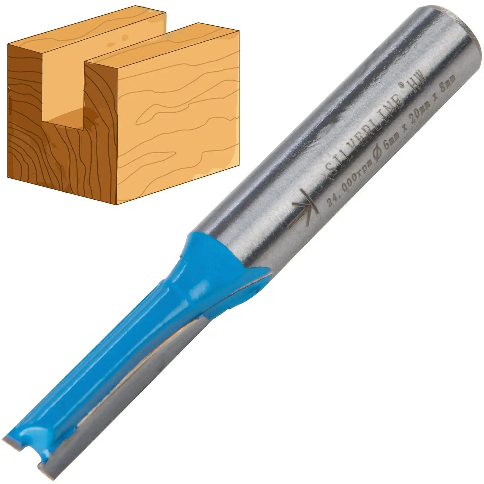 Silverline 8mm Shank Straight Metric Router Bits Cutters