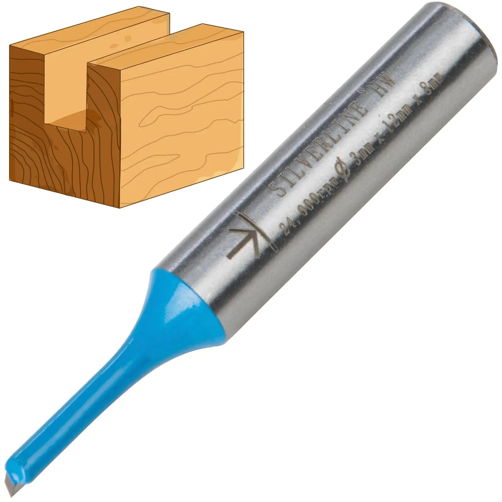 Silverline 8mm Shank Straight Metric Router Bits Cutters