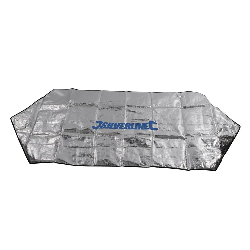 Silverline Aluminium Foil Windscreen Cover 1700 x 700mm Snow Frost Sun Shade Car - White Rose Tools