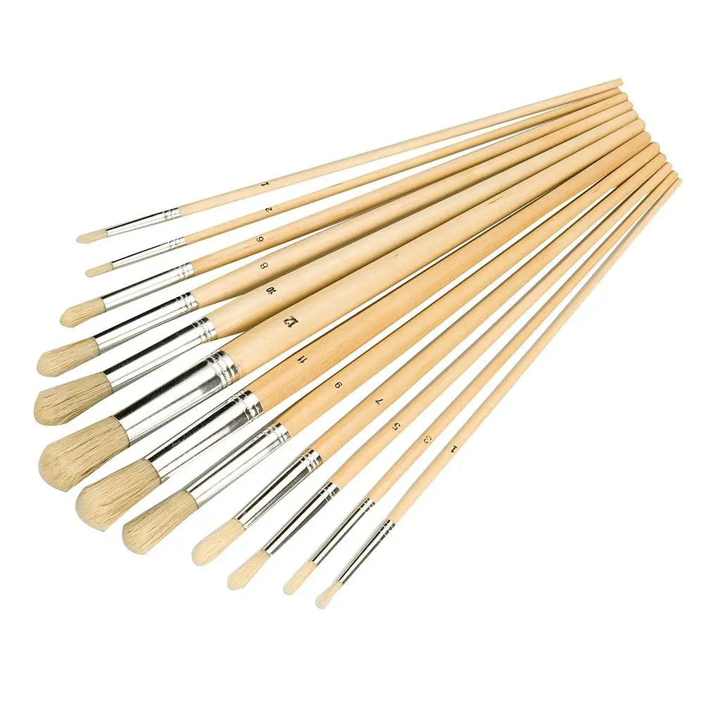 Silverline Artists Paint Brush Set 12pce Round Tips 868848  White Rose Tools