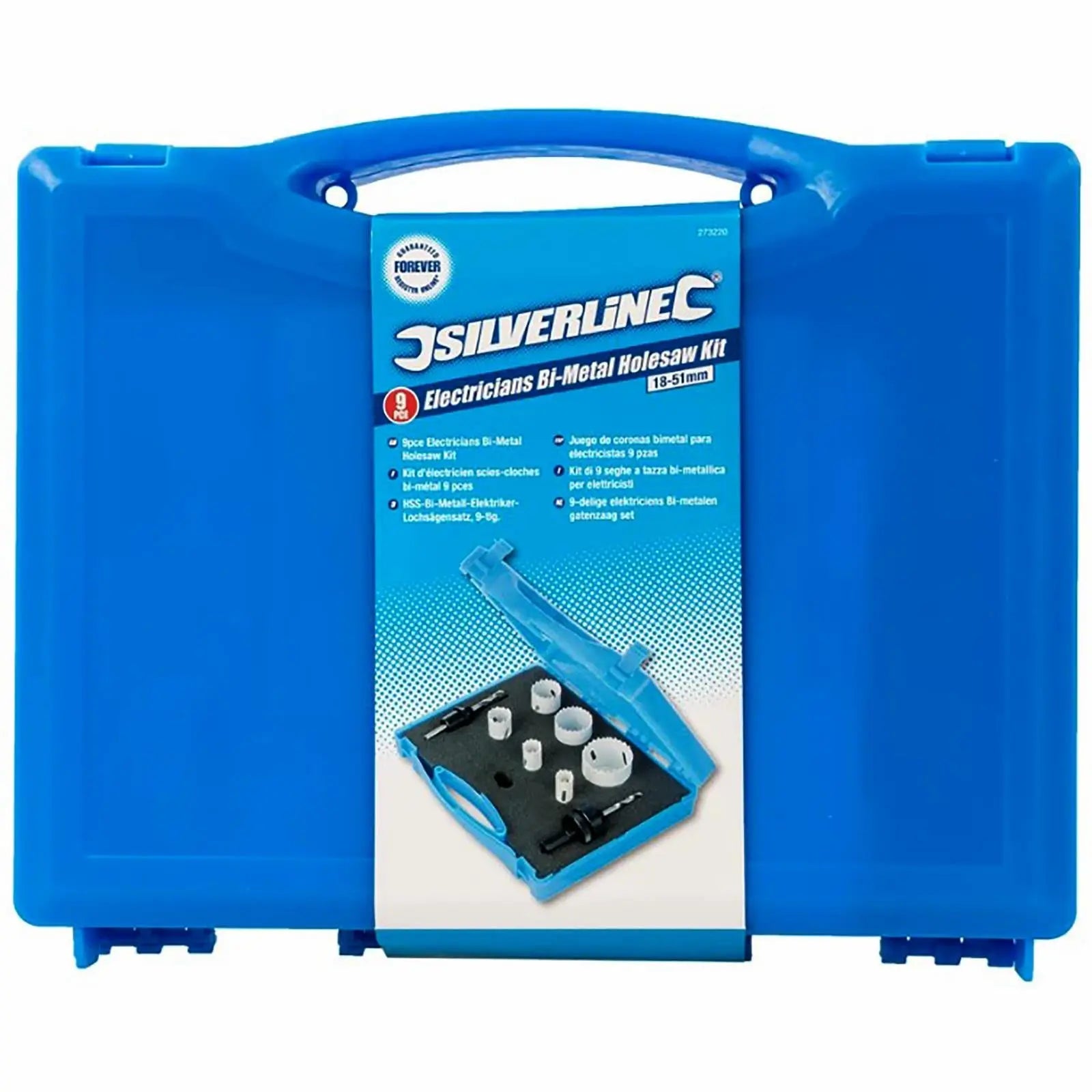 Silverline Bi-Metal Holesaw Kit Electricians 9pc 18-51mm Diameter Hole Saw  White Rose Tools
