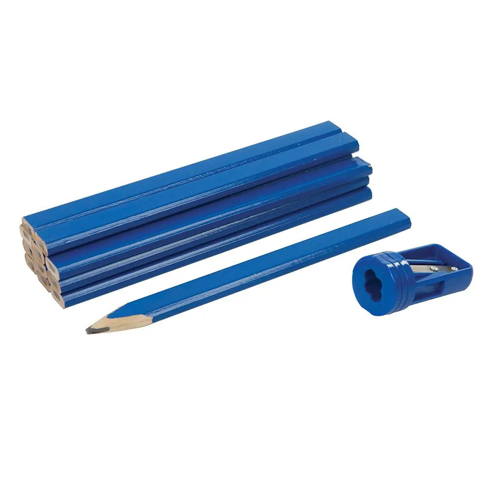 Silverline Carpenters Pencils & Sharpener Set 13pce 175mm 250227  White Rose Tools
