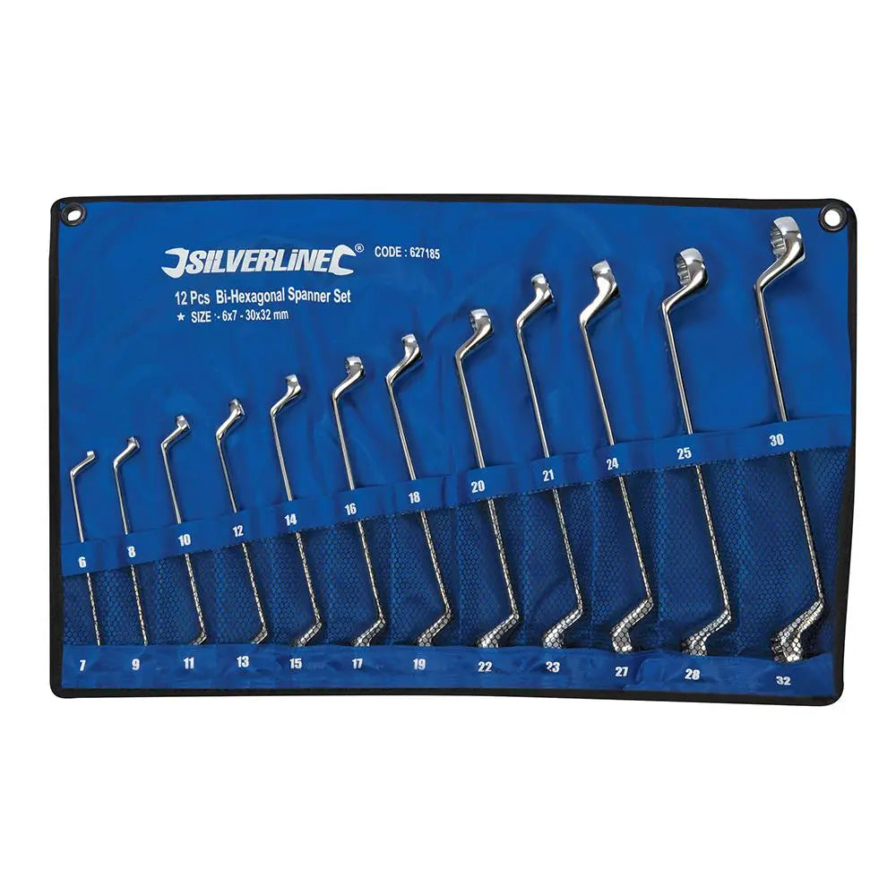 Silverline Deep Offset Ring Spanners Set 12pce 6 - 32mm 627185  White Rose Tools