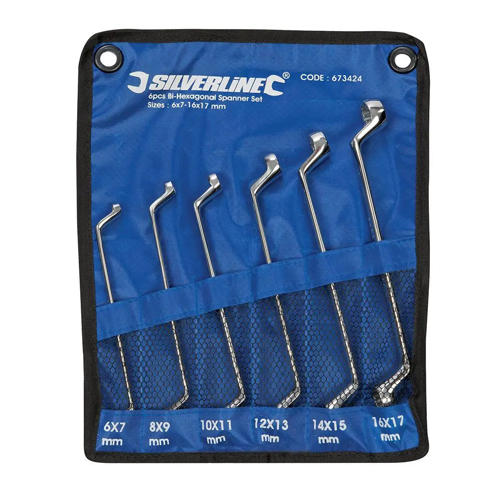 Silverline Deep Offset Ring Spanners Set 6pce 6 - 17mm 673424  White Rose Tools