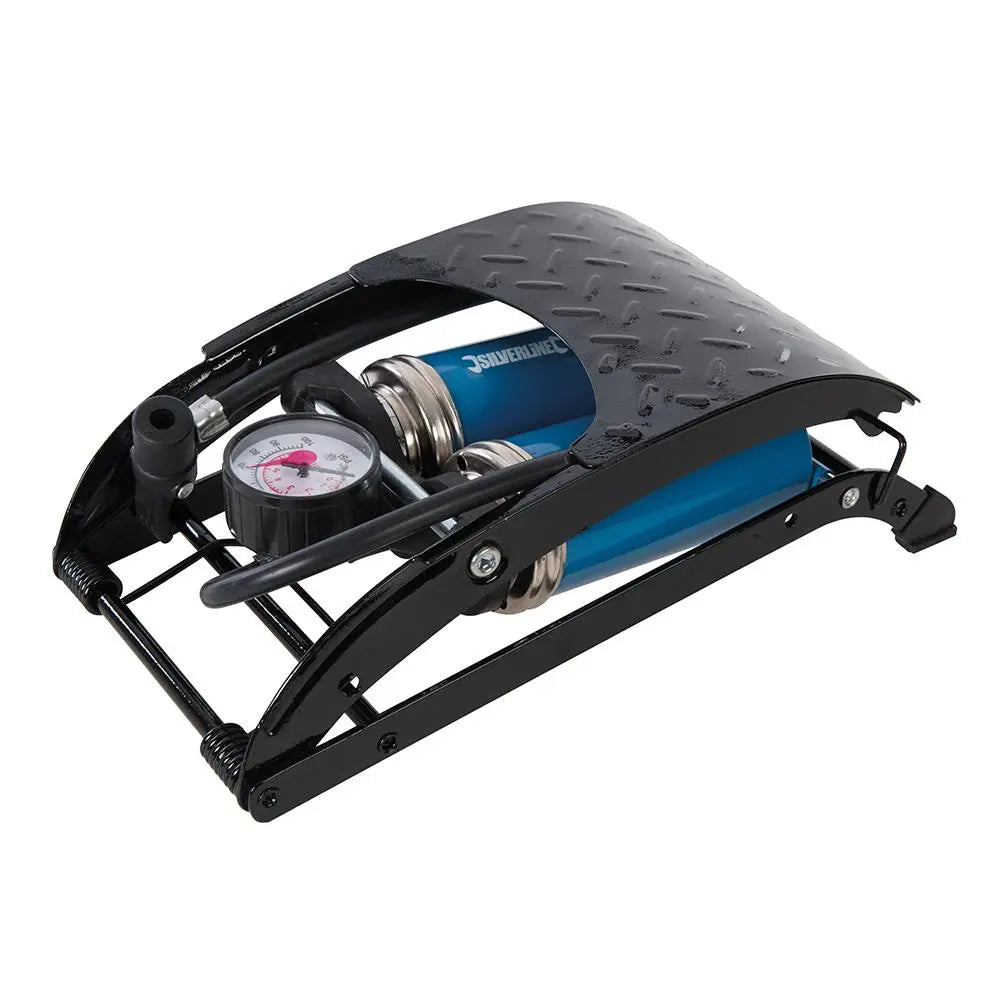 Silverline Foot Pump Heavy Duty Double Barrel 470cc 380197 White Rose Tools