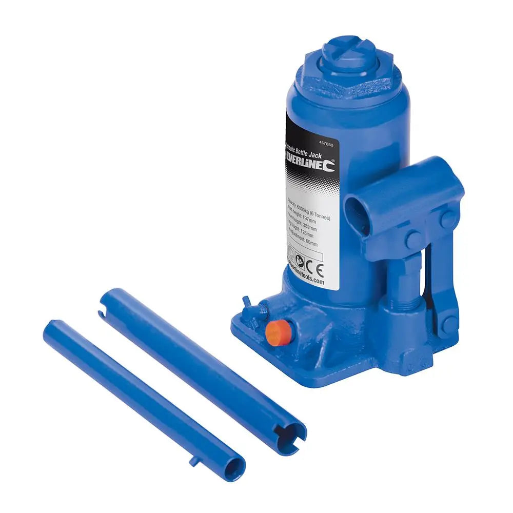 Silverline Hydraulic Bottle Jack 6 Tonne 457050  White Rose Tools