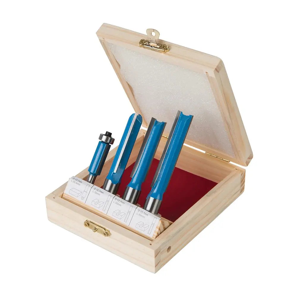 Silverline Kitchen Router Bit Set 4pce 1/2" / 1/4" 719769  White Rose Tools