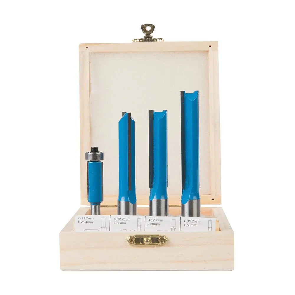 Silverline Kitchen Router Bit Set 4pce 1/2" / 1/4" 719769  White Rose Tools