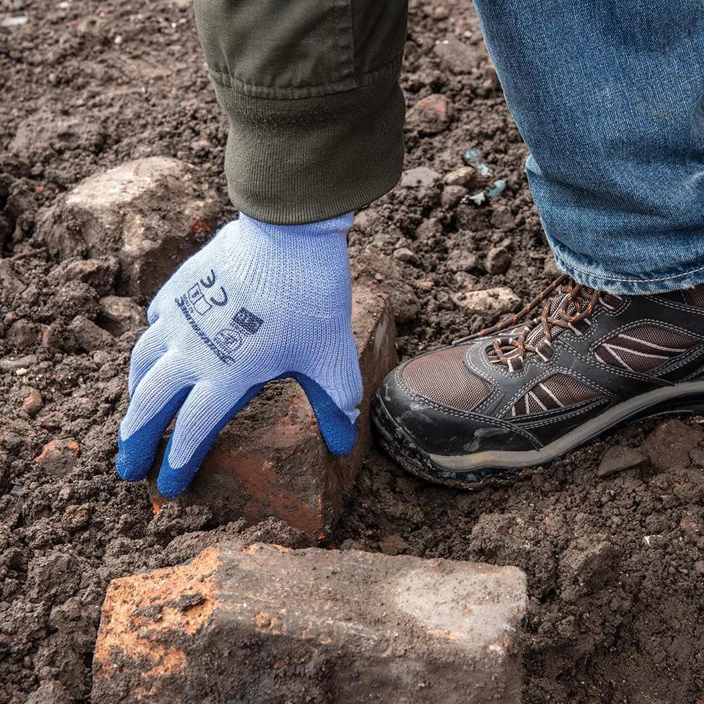 Silverline Latex Builders Glove Heavy Duty Work Safety Garden Construction White Rose Tools