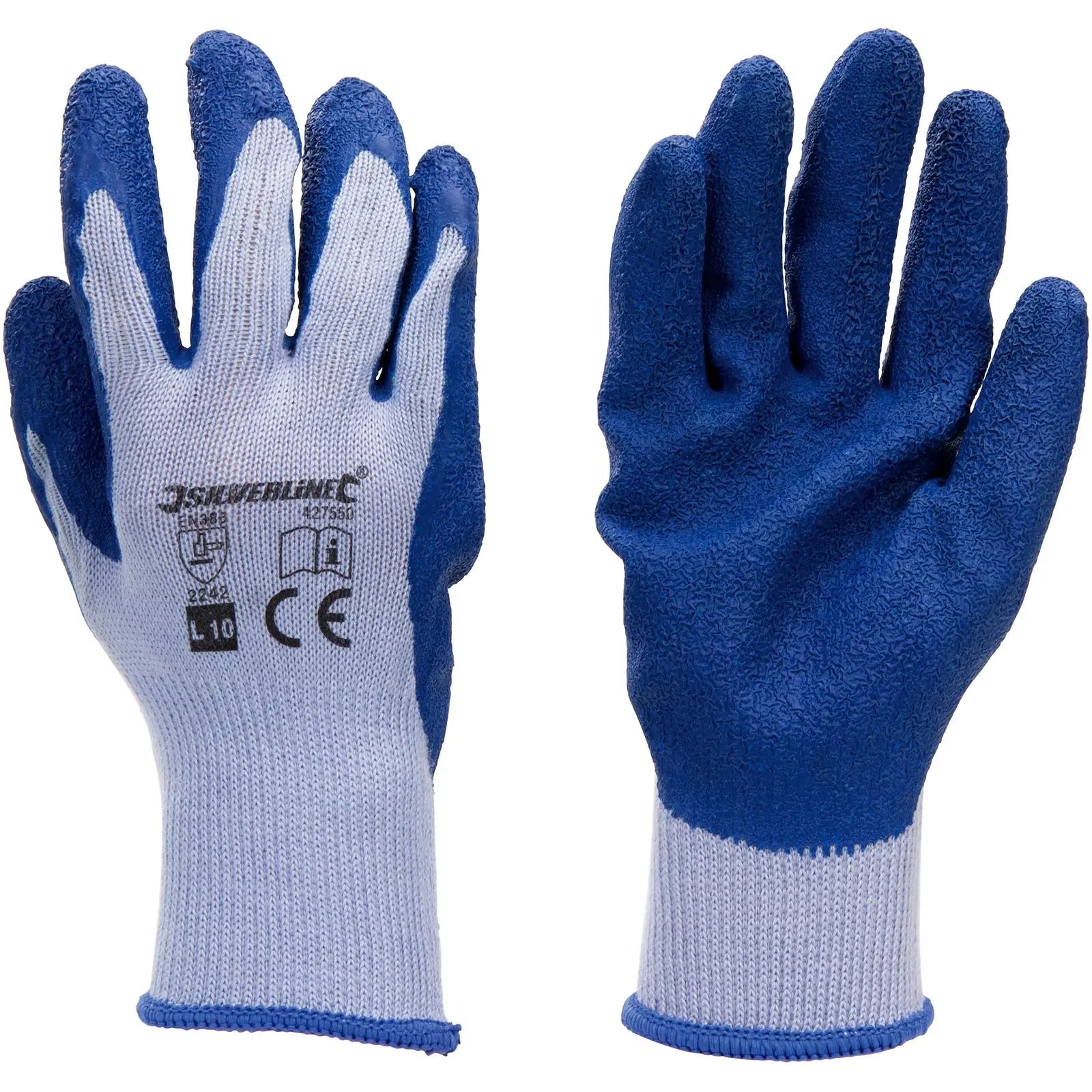 Silverline Latex Builders Glove Heavy Duty Work Safety Garden Construction