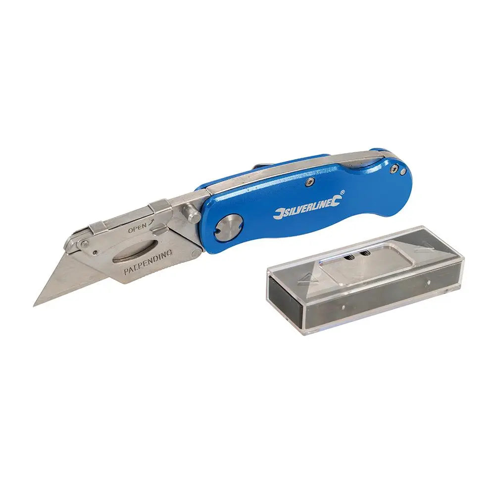 Silverline Lock Knife & 10 Blades 90mm 290192  White Rose Tools