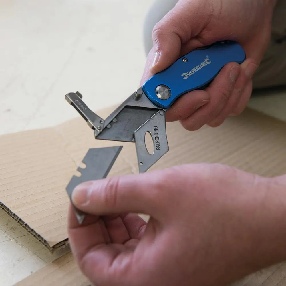 Silverline Lock Knife & 10 Blades 90mm 290192  White Rose Tools