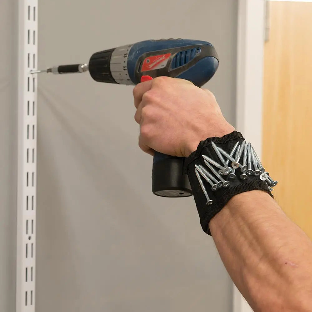 Silverline Magnetic Wristband 16 Magnets Adjustable Tray Nail Holder