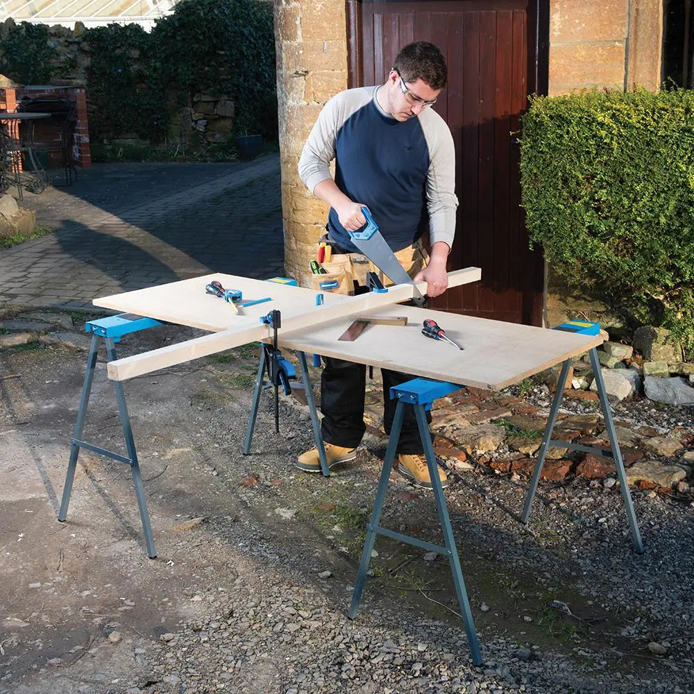 Silverline Metal Saw Horse Twin Pack 125kg 783160  White Rose Tools
