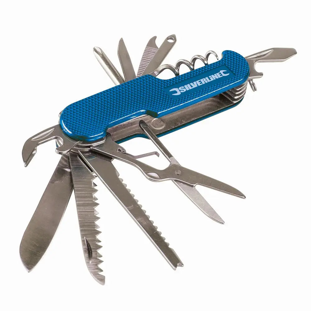Silverline Pocket Knife 14-Function 75mm 270627  White Rose Tools