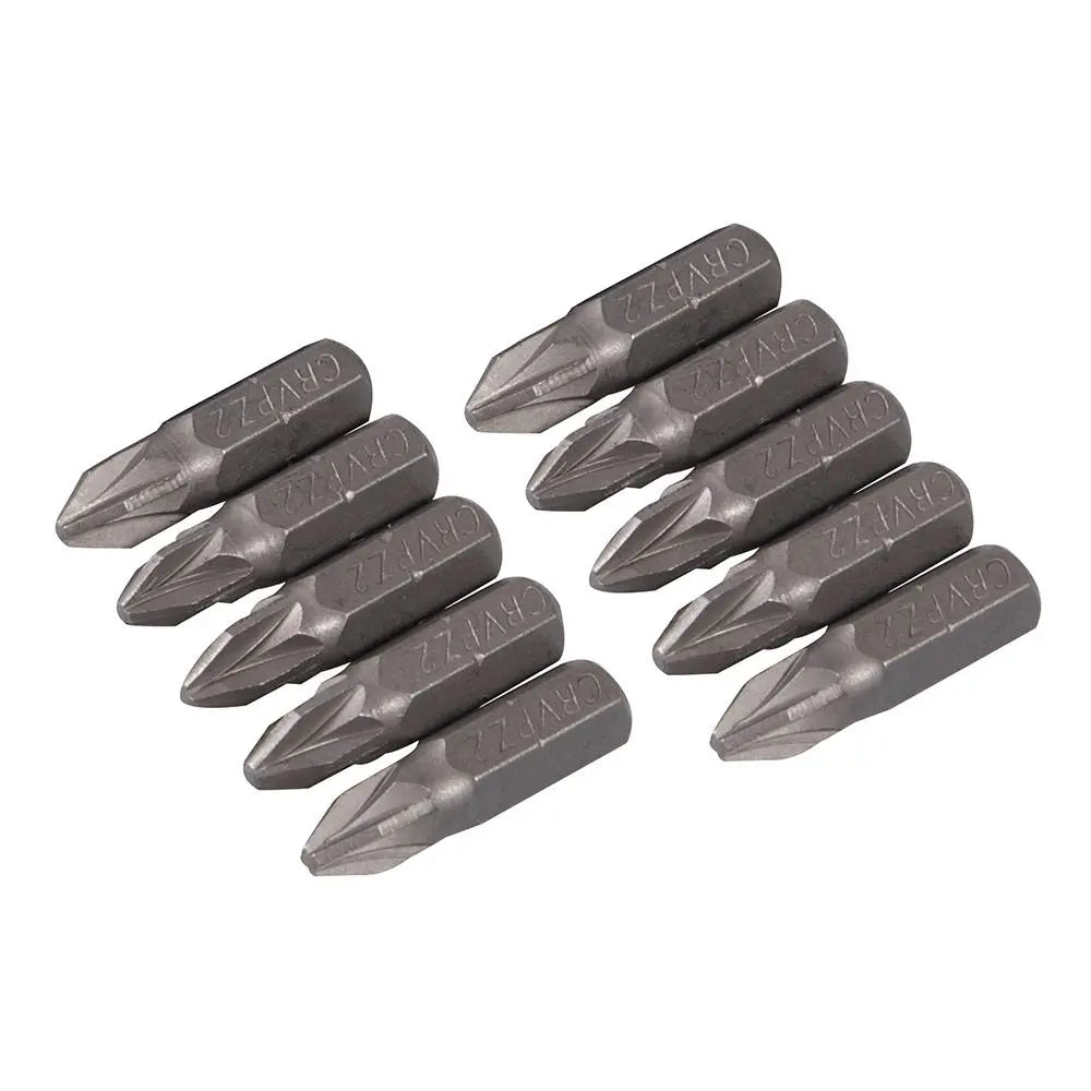 Silverline Pozidriv Cr-V Screwdriver Bits 10pk PZ2 SB207  White Rose Tools