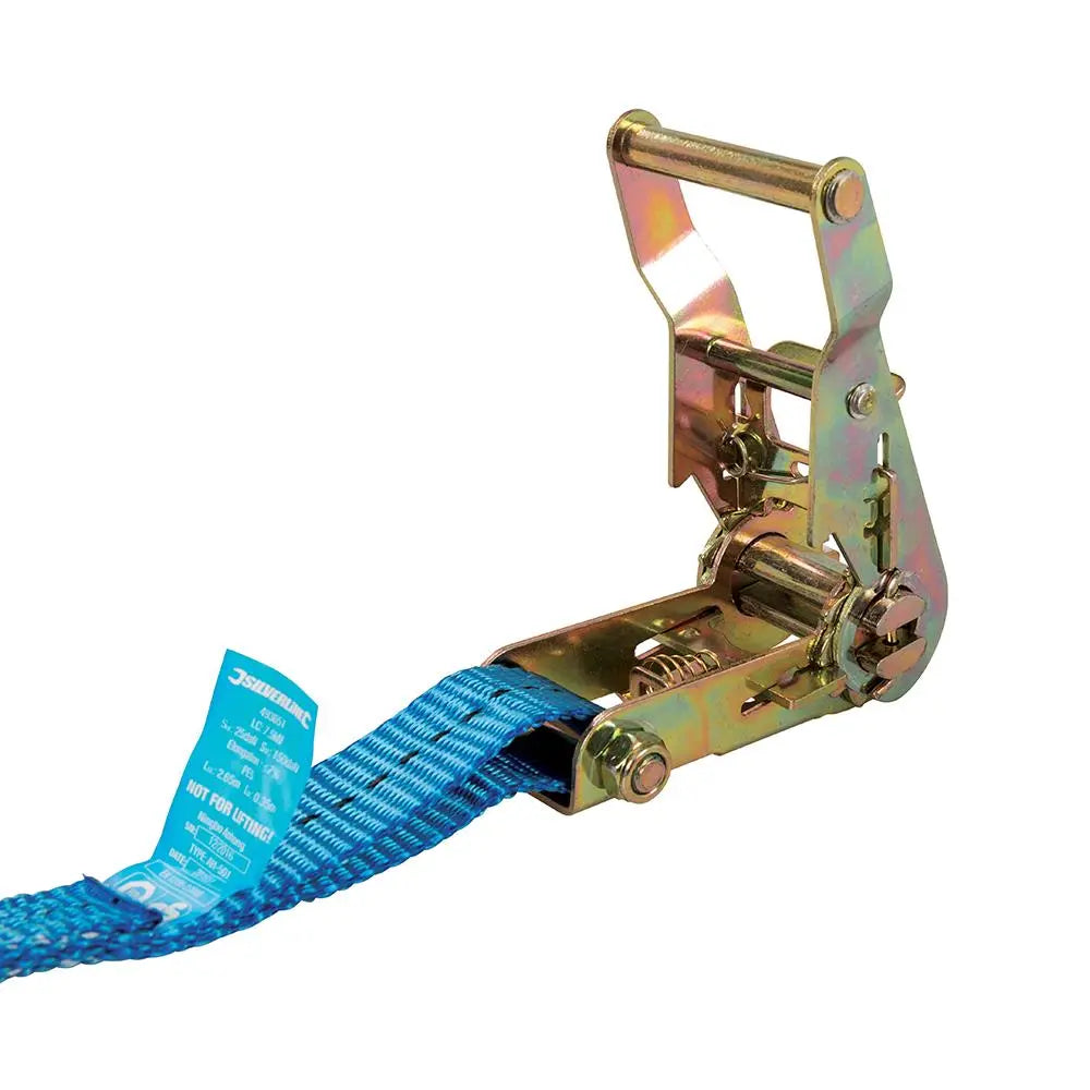 Silverline Ratchet Tie Down Strap Cargo Lash J-Hook 1000-2750kg