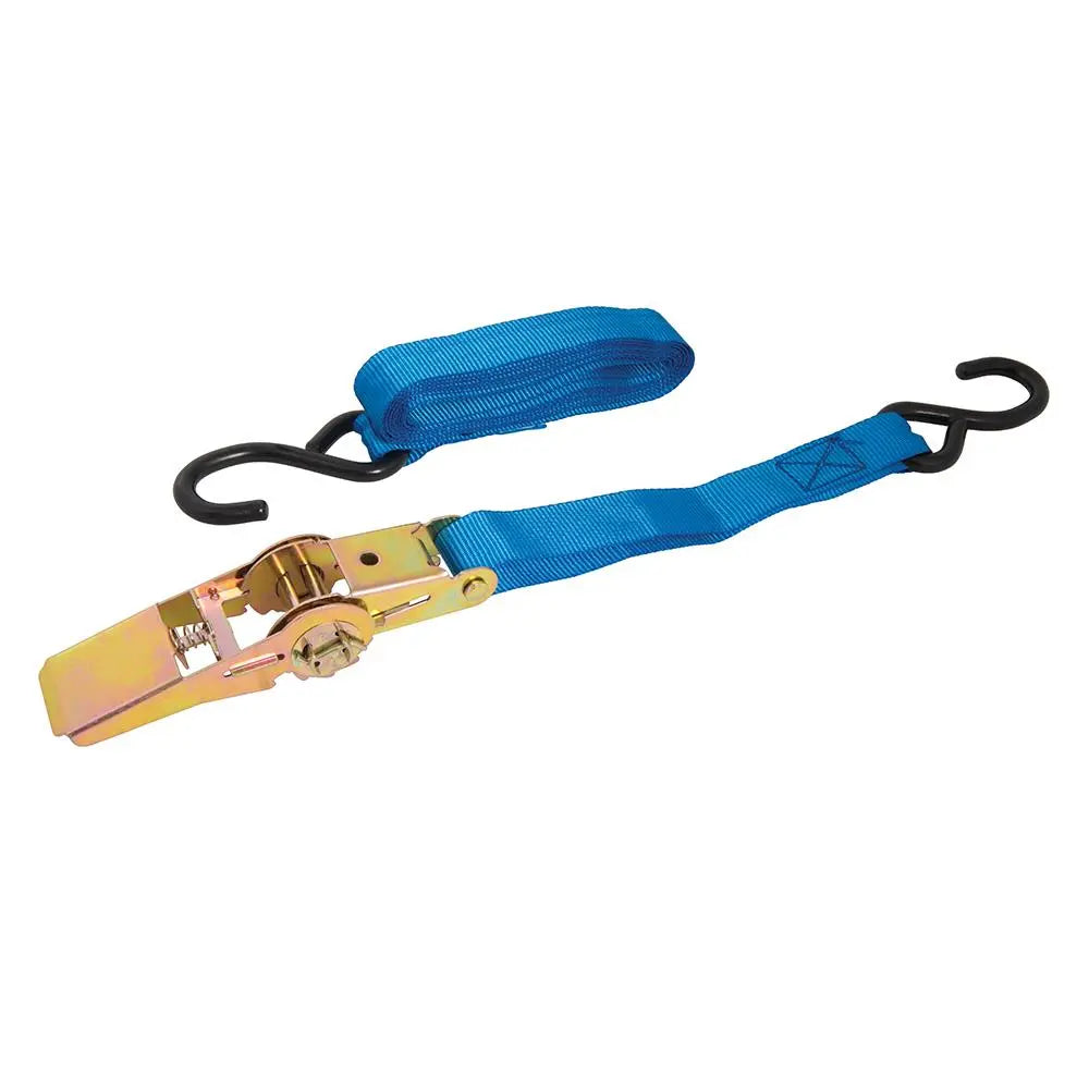 Silverline Ratchet Tie Down Strap S-Hook 4.5m x 25mm - Rated 250kg Capacity 500kg MS21S White Rose Tools