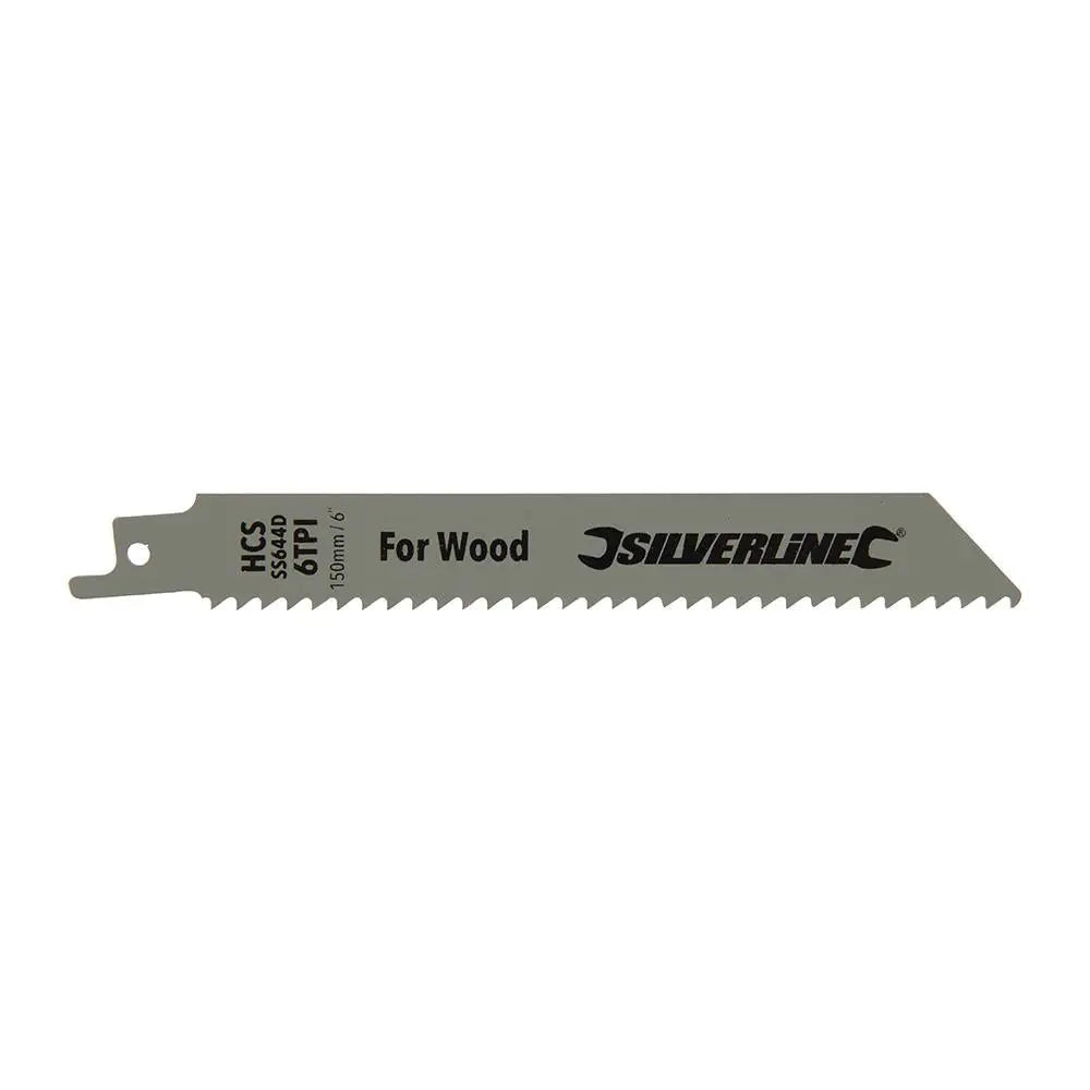 Silverline Recip Saw Blades for Wood HCS 5 Pack 6 TPI 150mm Cutting Blades