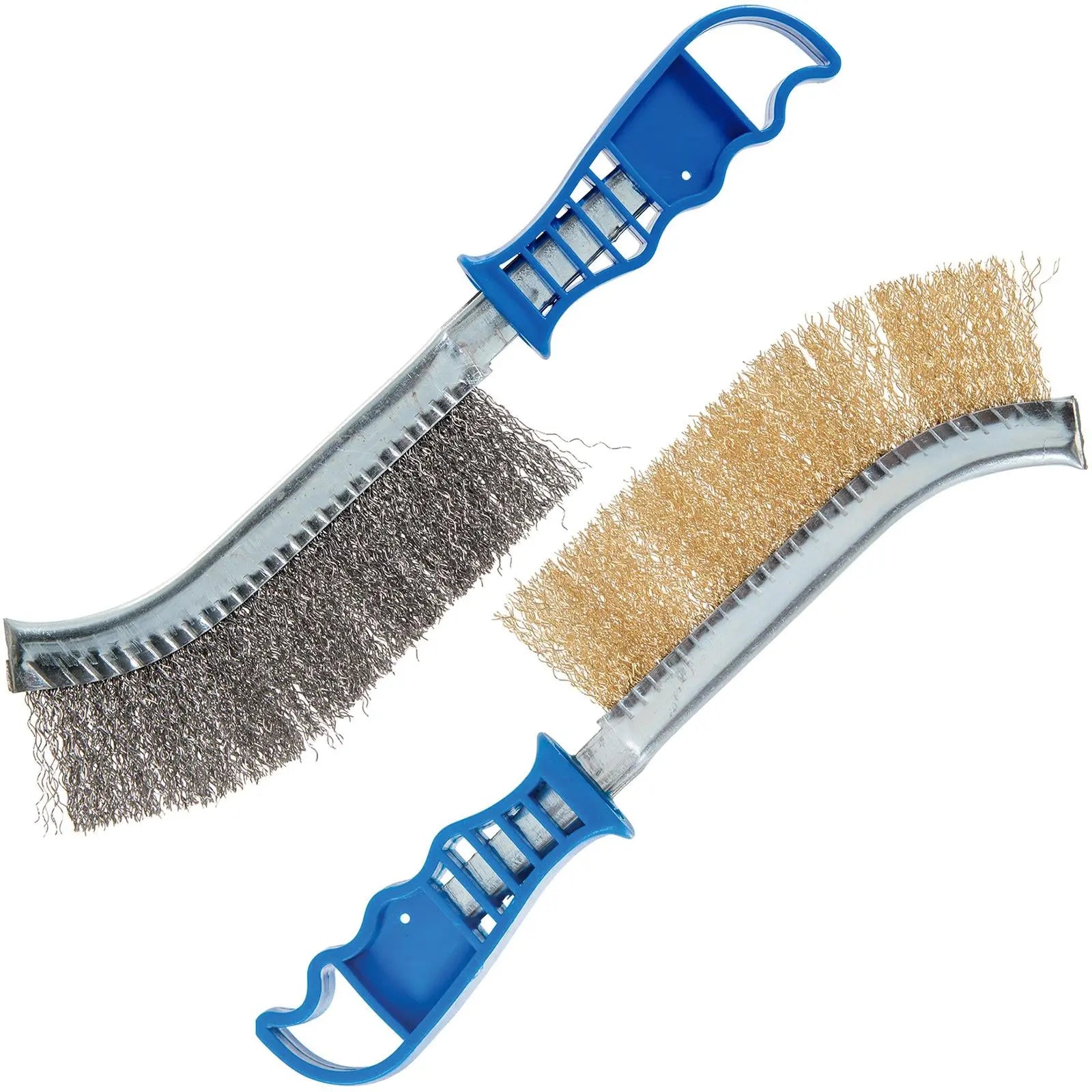 Silverline Steel Brass Wire Bristle Brush 2 Pack 240mm Paint Rust Metal Cleaning