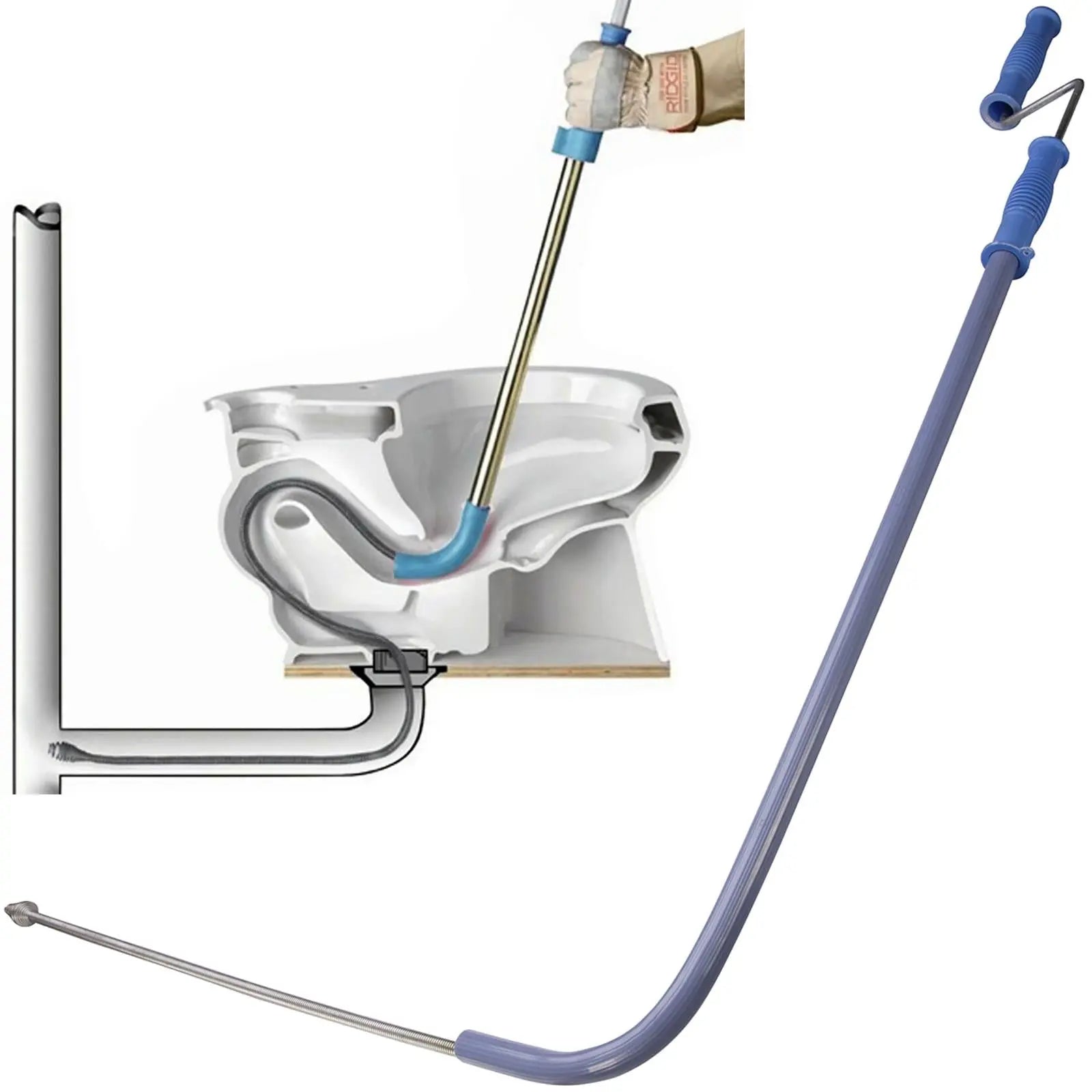 Silverline Toilet Auger Unblocker Plumbers Snake Blockage Basin Flexible Pipe White Rose Tools