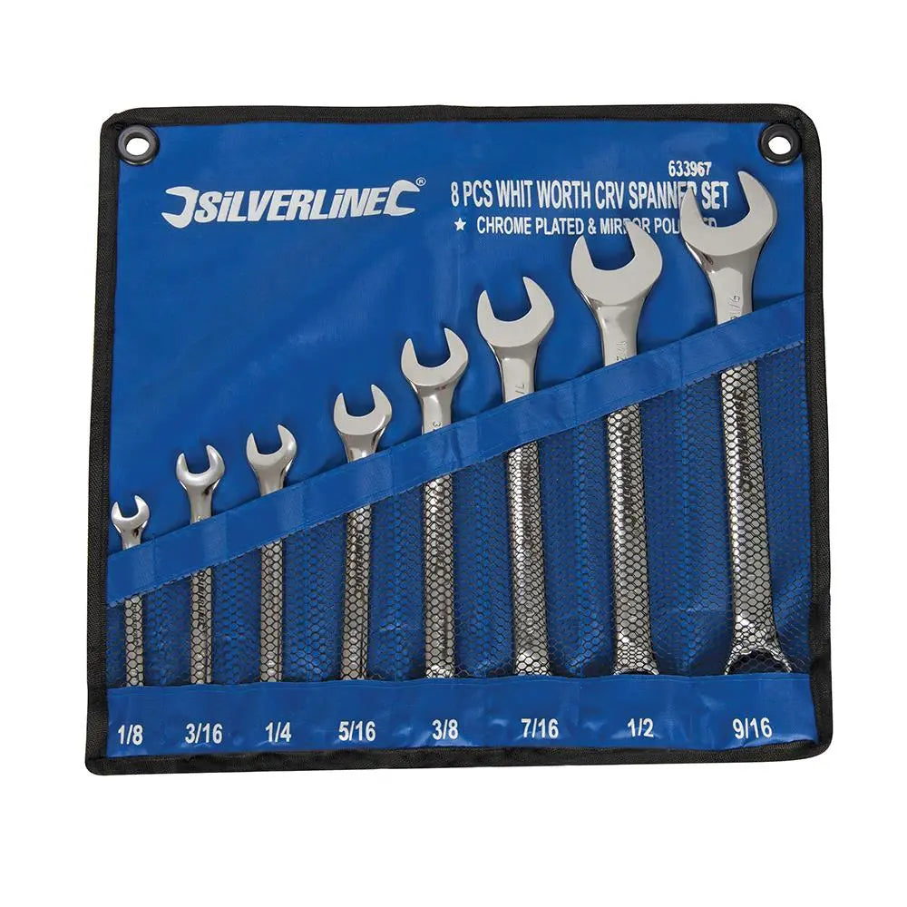 Silverline Whitworth Spanner Set 8pce 1/8 - 9/16" 633967  White Rose Tools