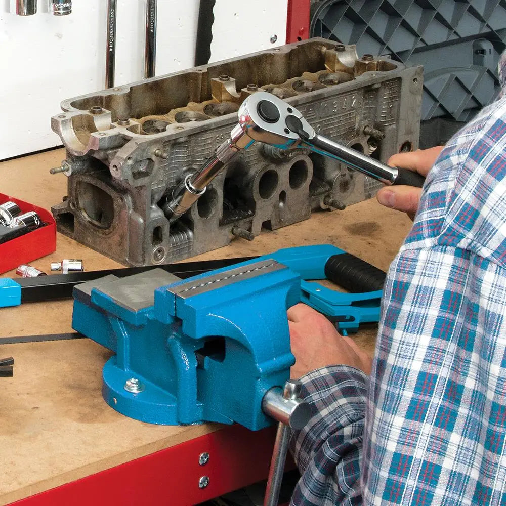 Silverline Workshop Vice 100mm (4") Jaw Capacity / 4.5kg White Rose Tools