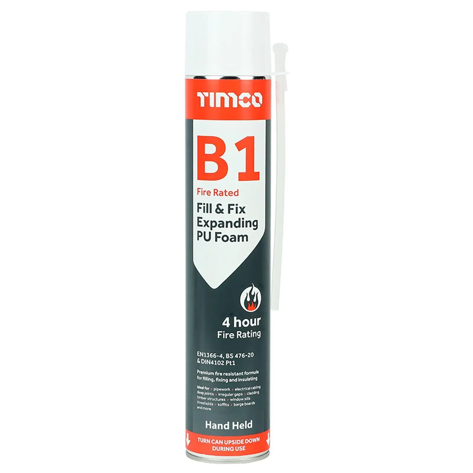 TIMCO B1 Fill and Fix Expanding PU Foam Fire Rated 750ml Can Hand Held  White Rose Tools