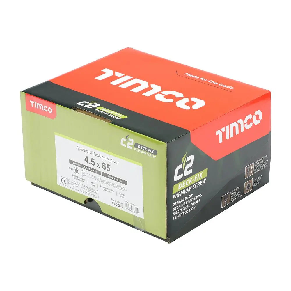 TIMCO C2 Deck Fix Premium Decking Screws Torx Exterior Green Timber Construction White Rose Tools