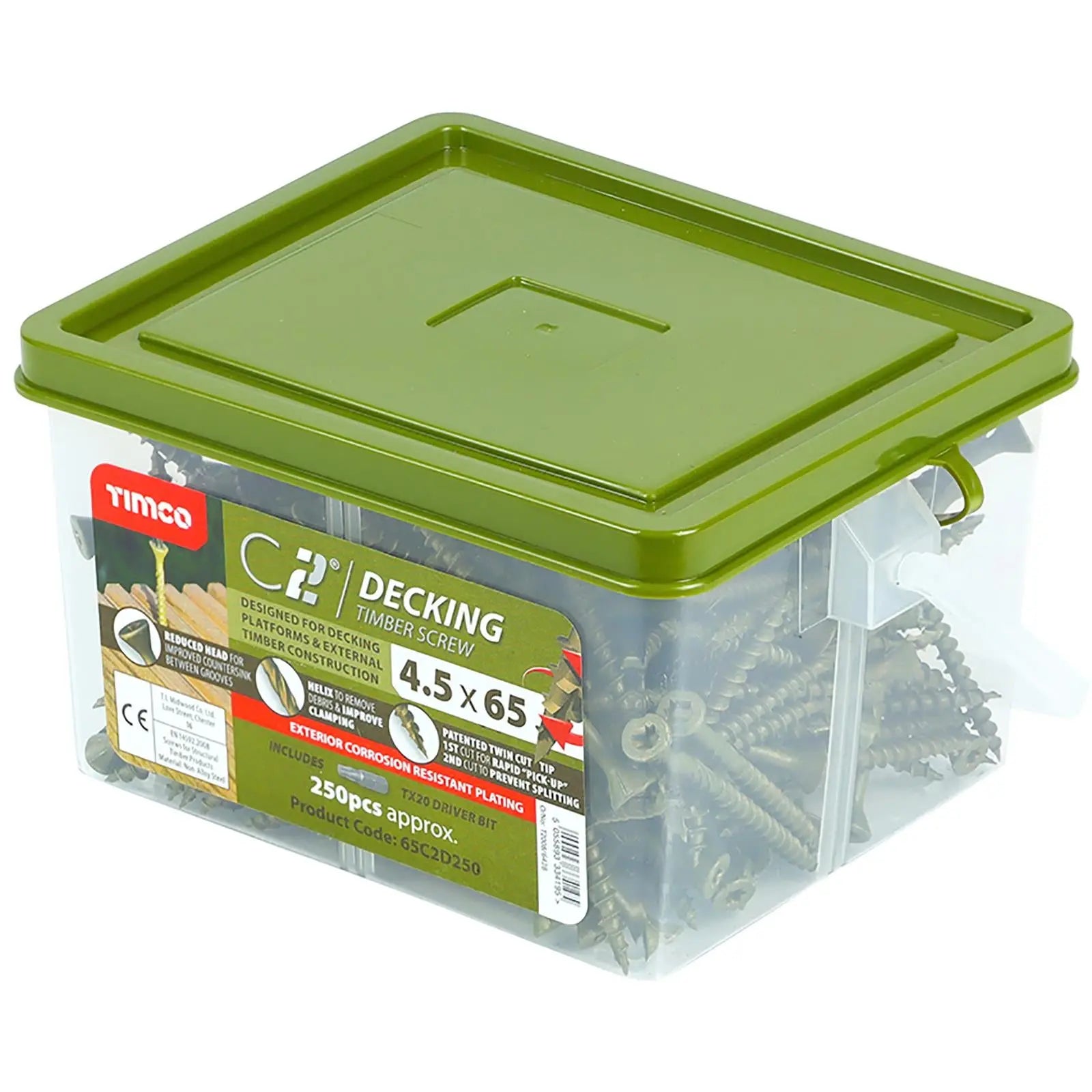 TIMCO C2 Deck Fix Premium Decking Screws Torx Exterior Green Timber Construction White Rose Tools