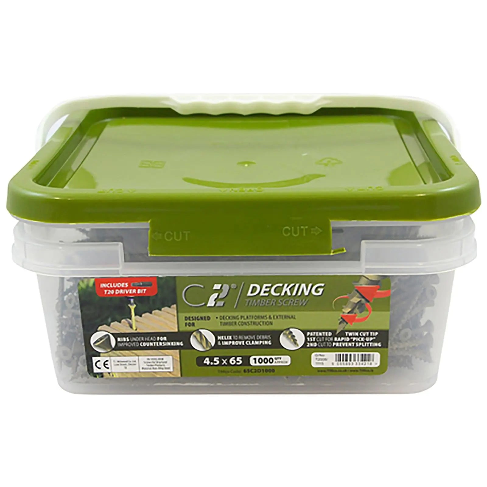 TIMCO C2 Deck Fix Premium Decking Screws Torx Exterior Green Timber Construction White Rose Tools