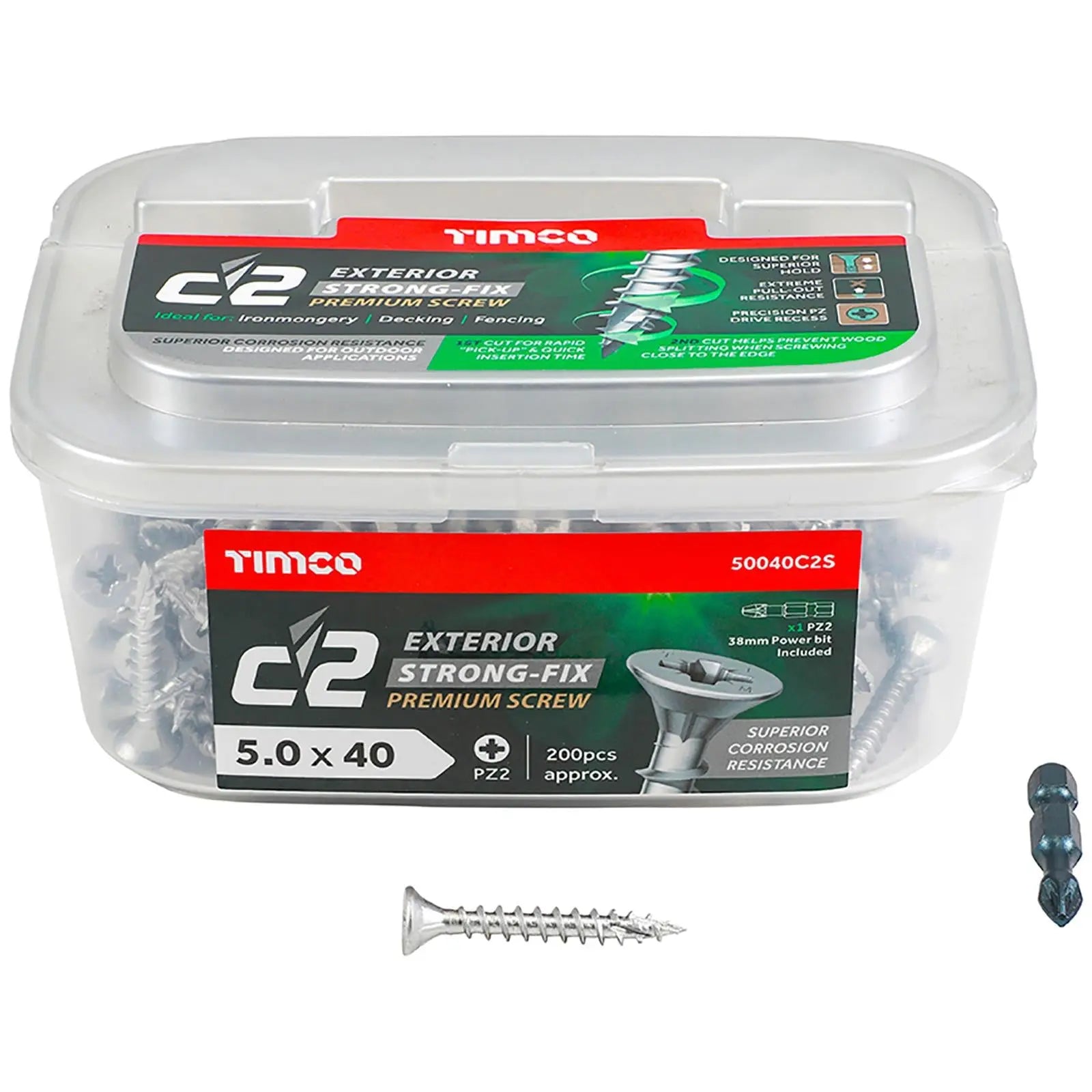TIMCO C2 Exterior Strong Fix Premium External Screws Pozi Tub Ironmongery Decking Fencing White Rose Tools